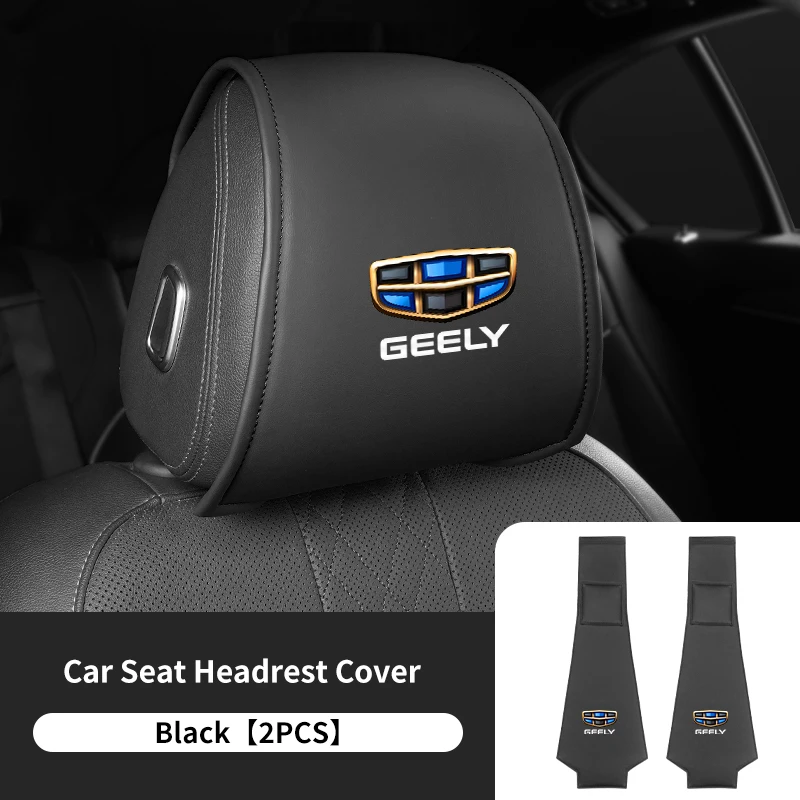 

2 шт. кожаный защитный чехол на подголовник автомобильного сиденья, аксессуары для Geely Atlas SUV Boyue Borui Coolray NL3 EX7 X7 EC7 GX7 GT GC9 X6