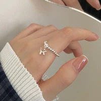 fmily minimalist 925 sterling silver ball balloon puppy elastic ring temperament all match hip hop punk gift for girlfriend