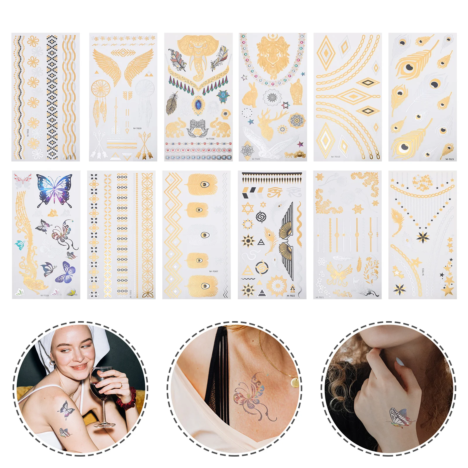 

12 Sheets Decal Paper Attractive Chic Temporary Stickers Accessories