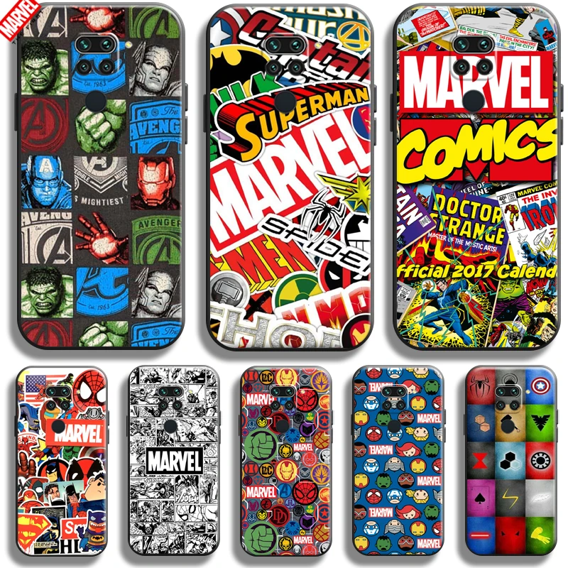 

Marvel Logo Avengers For Xiaomi Redmi Note 9 9 Pro Max 5G Phone Case Soft Silicon Coque Cover Black Funda Hulk Thor