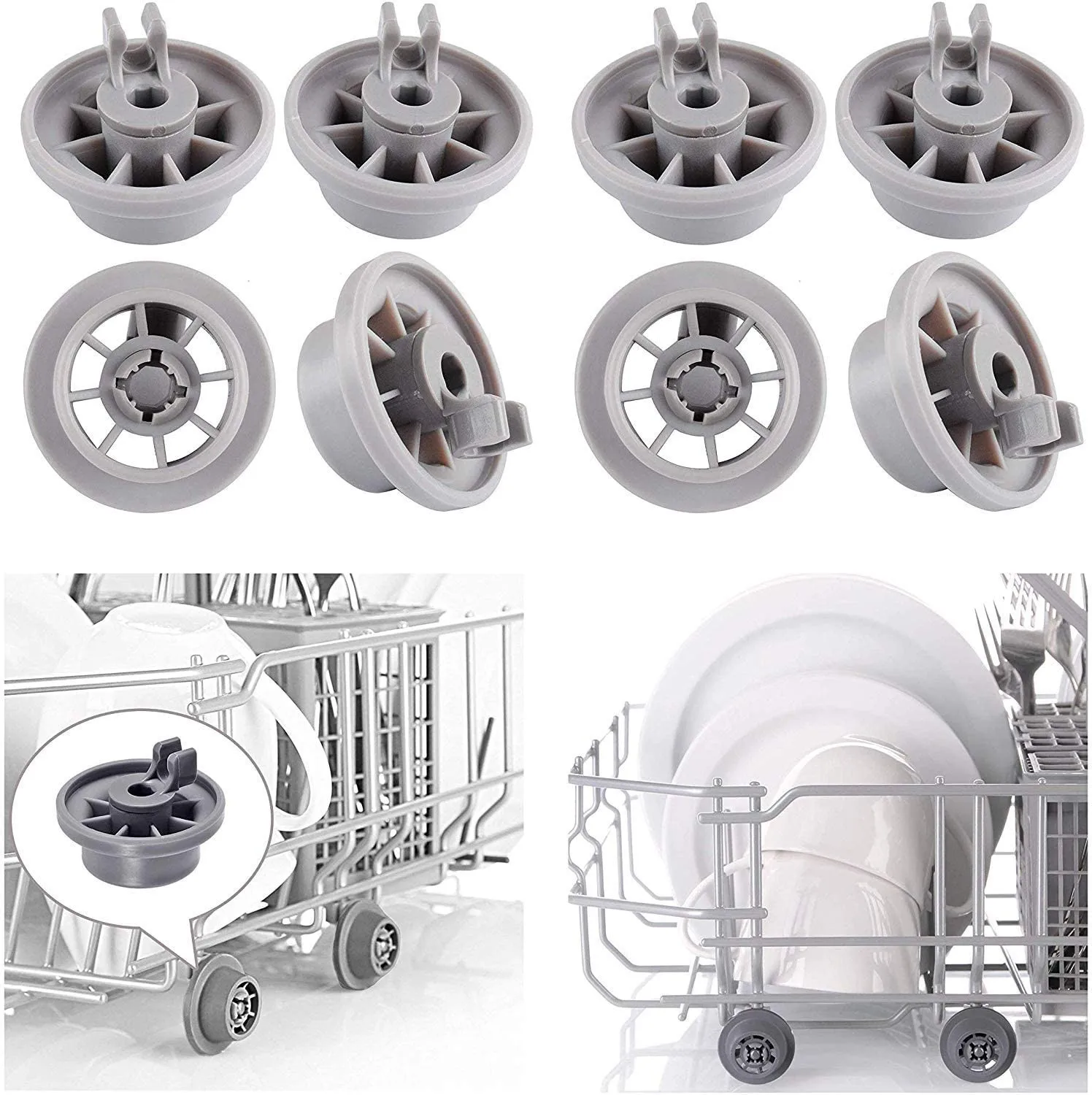 

8PCS Dishwasher Wheels For Bosch Neff Spare Parts Rollers Lower Basket 165314 AP2802428 Dishwasher Parts Kitchen Accessories