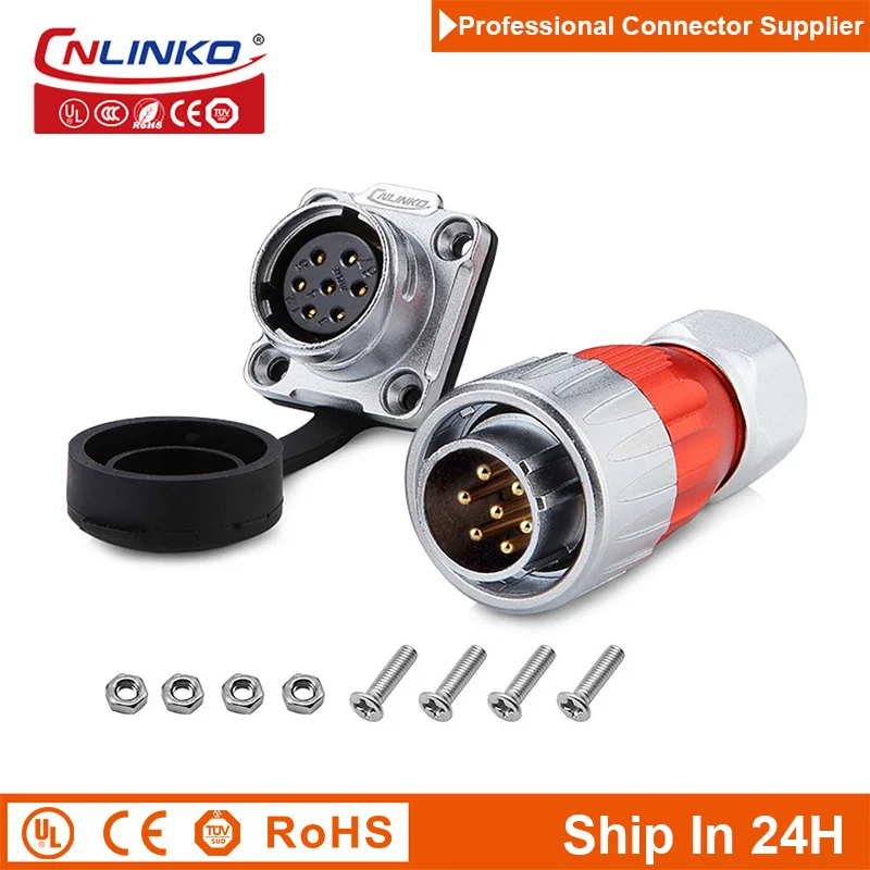 

Cnlinko DH20 Aviation M20 7pin IP67 Waterproof Circular Cable Power Signal Connector Plug & Socket for Visual Security Equipment