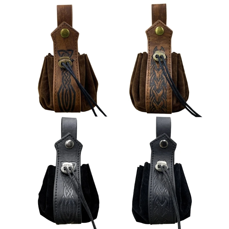 

Medieval Leathers Drawstring Bag Portable Coin Purse Dices Bag