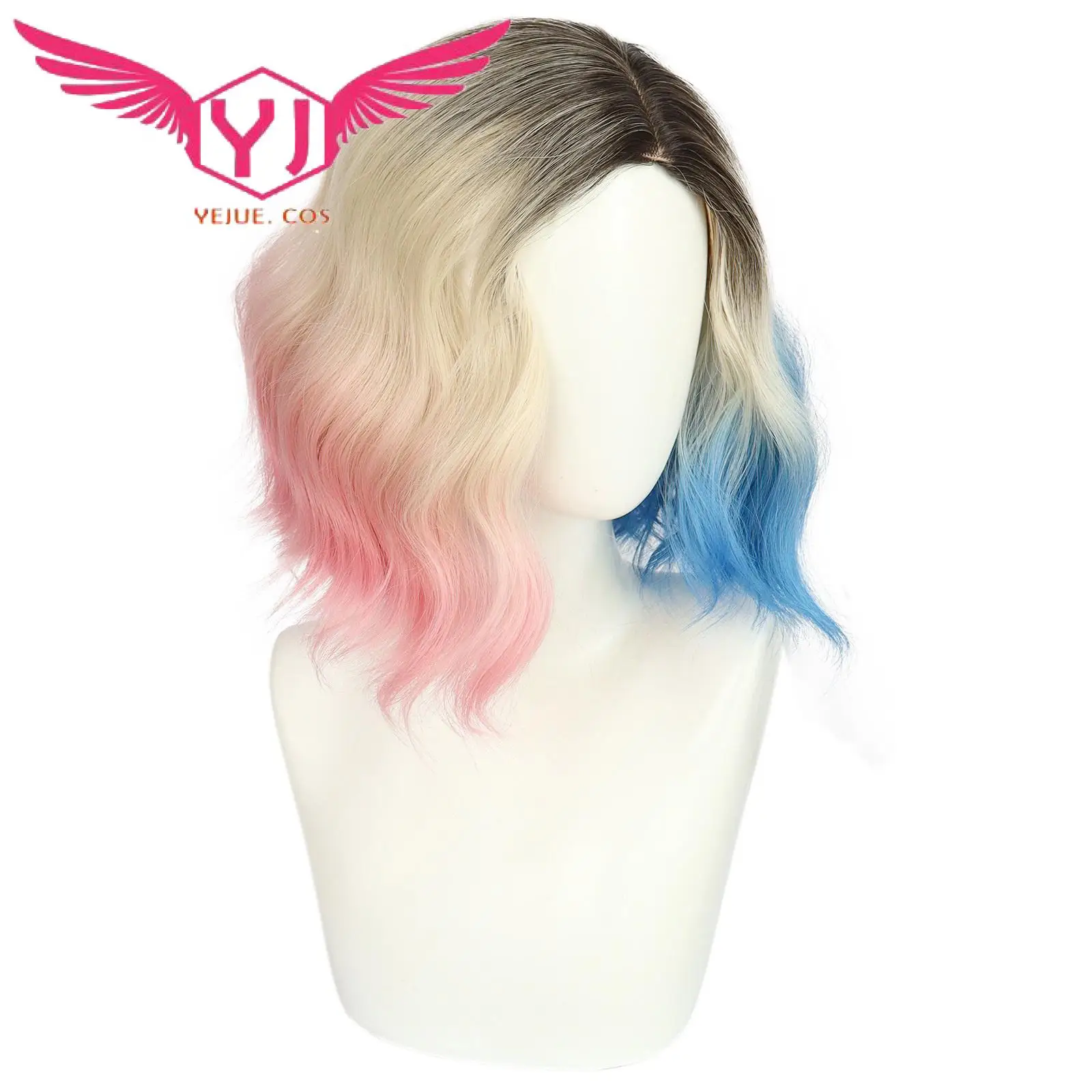 

Enid Sinclair Cosplay Wavy Wig Addams Wednesday Pink Blue White Black Wig Halloween Carnival Prop Wig for Women