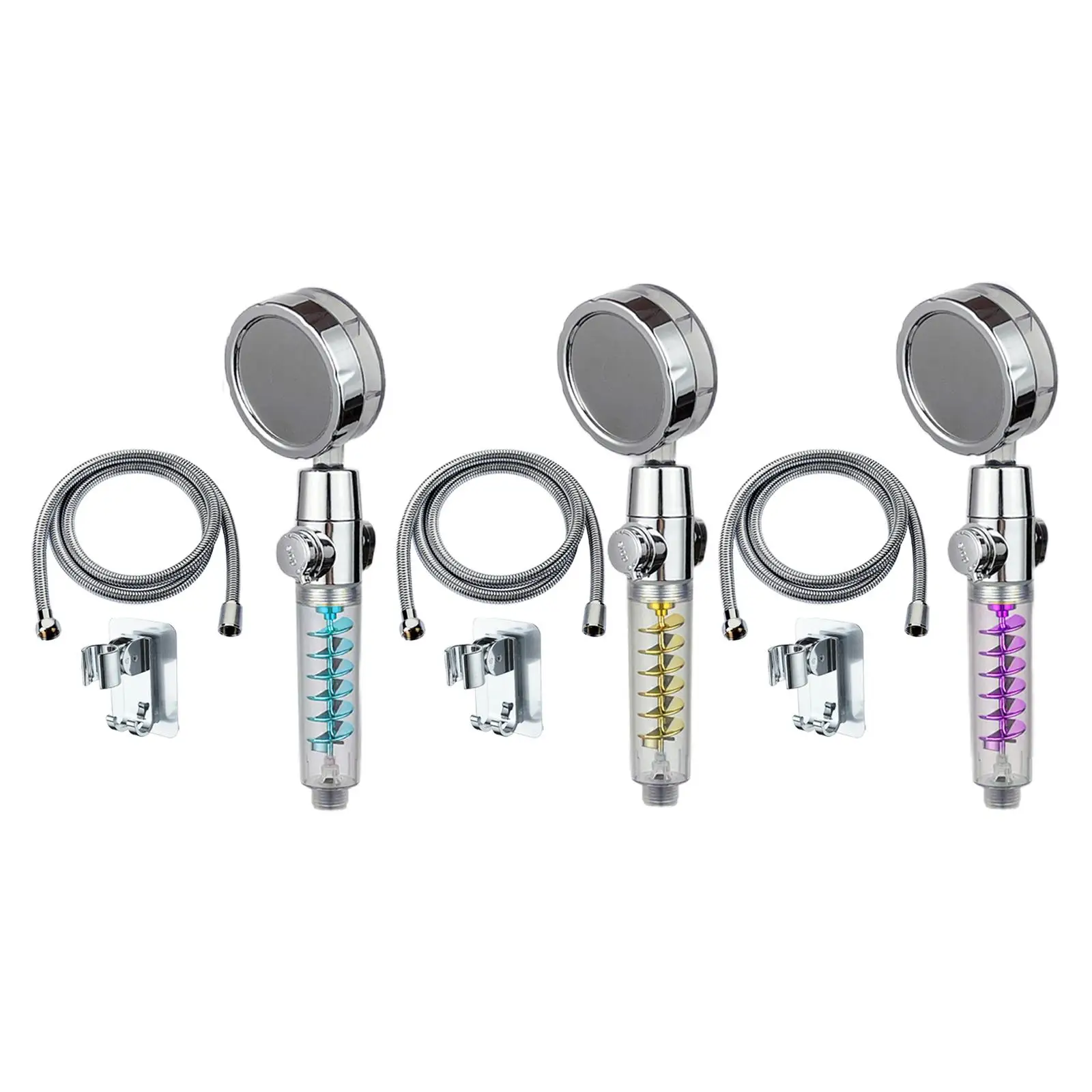 

Adjustable Propeller Driven Shower Head Bathroom Showerhead with Hose and Bracket Turbo Fan Shower Head Turbocharged Shower Head