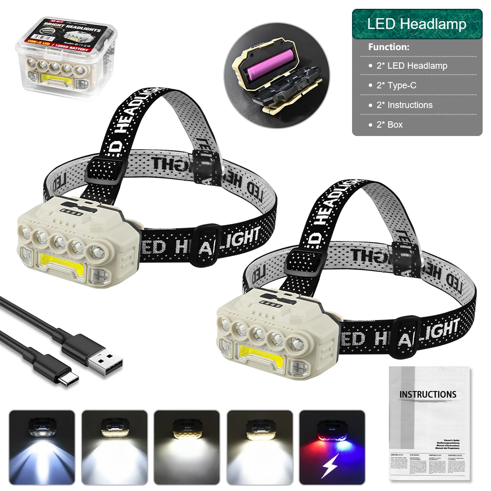 

Перезаряжаемый налобный фонарь LED COB 150 люмен