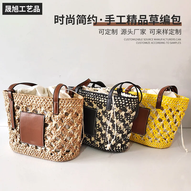 

Women Handbags Hollow Straw Bags for Women 2022 Luxury Designer Wicker Rattan Basket Bag Bohemian Travel Beach Shoulder Bag Tote
