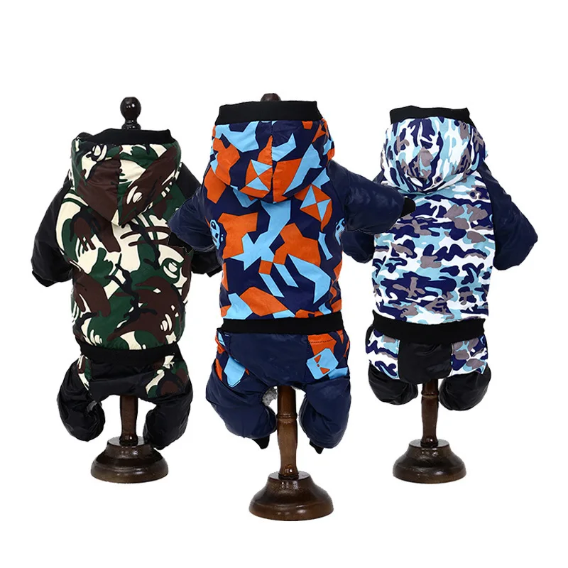 

Pet Autumn Winter Camo Casual Hooded Cotton Coat Four Legged Thickened Dog Clothes Dongyi Zhike