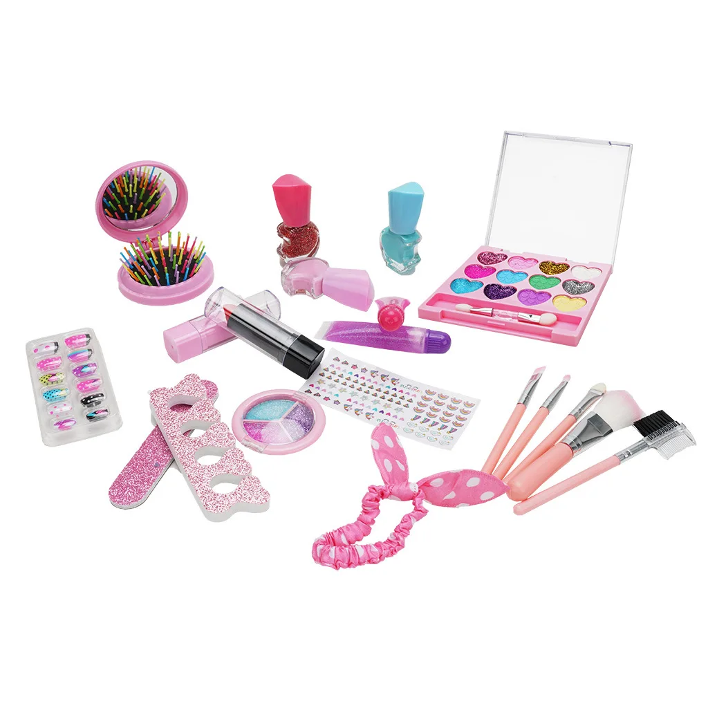 

22pcs Girls Cosmetic With Bag Birthday Gift Portable Pretend Play Washable Kids Makeup Set Party Toy Dress Up Masquerade