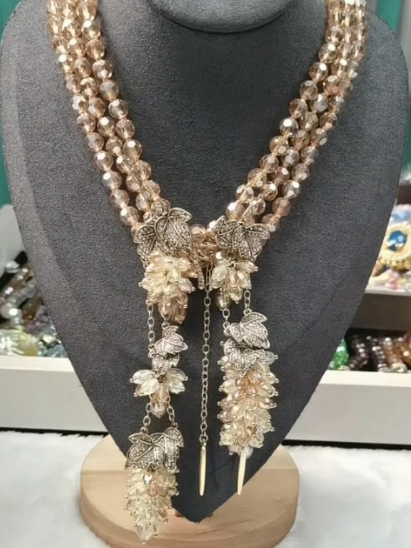 

Timeless Wonder Crystal Beads Geo Zircon Tassel Necklaces for Women Designer Jewelry Goth Runway Top Luxury Brand Rare Set 2621