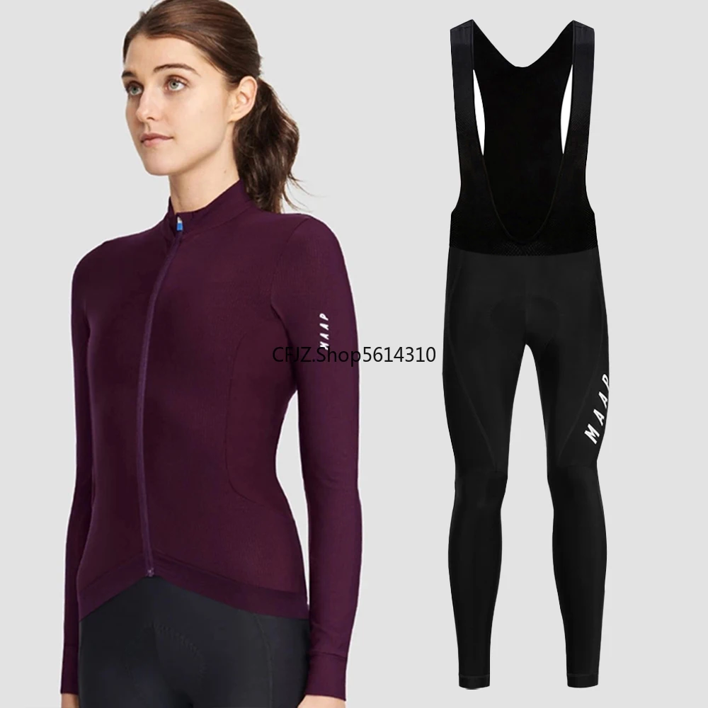 

MAAP Spring/Autumn Cycling Jersey Set Women Summer Race Cycling Clothing Long Sleeve Ropa Ciclismo Outdoor Riding Bike Uniform
