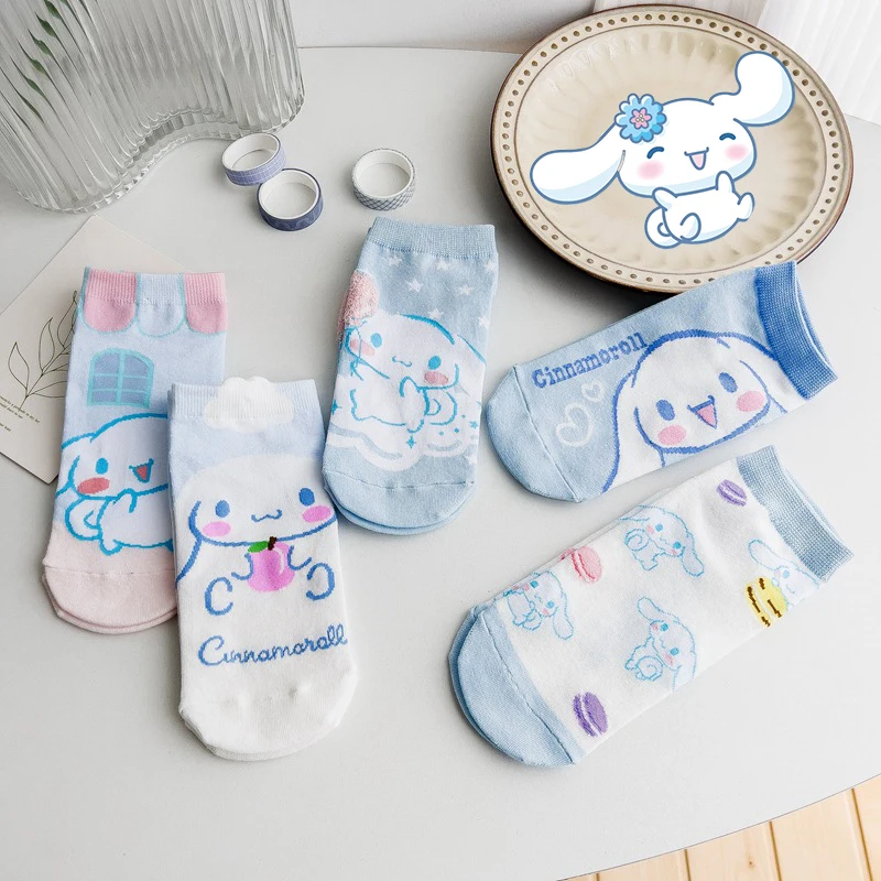 

Cute Sanrio Socks Cinnamoroll Kawaii Anime Summer Student Sweet Comfortable Breathable Socks Toy for Girls Birthday Gifts