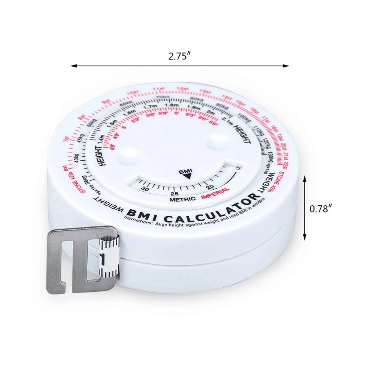 

1pc BMI Body Tape Plastic Retractable Body Fat Tape Measure Fat Retractable Tape Fat Measuring Devices Weight Loss Calculator