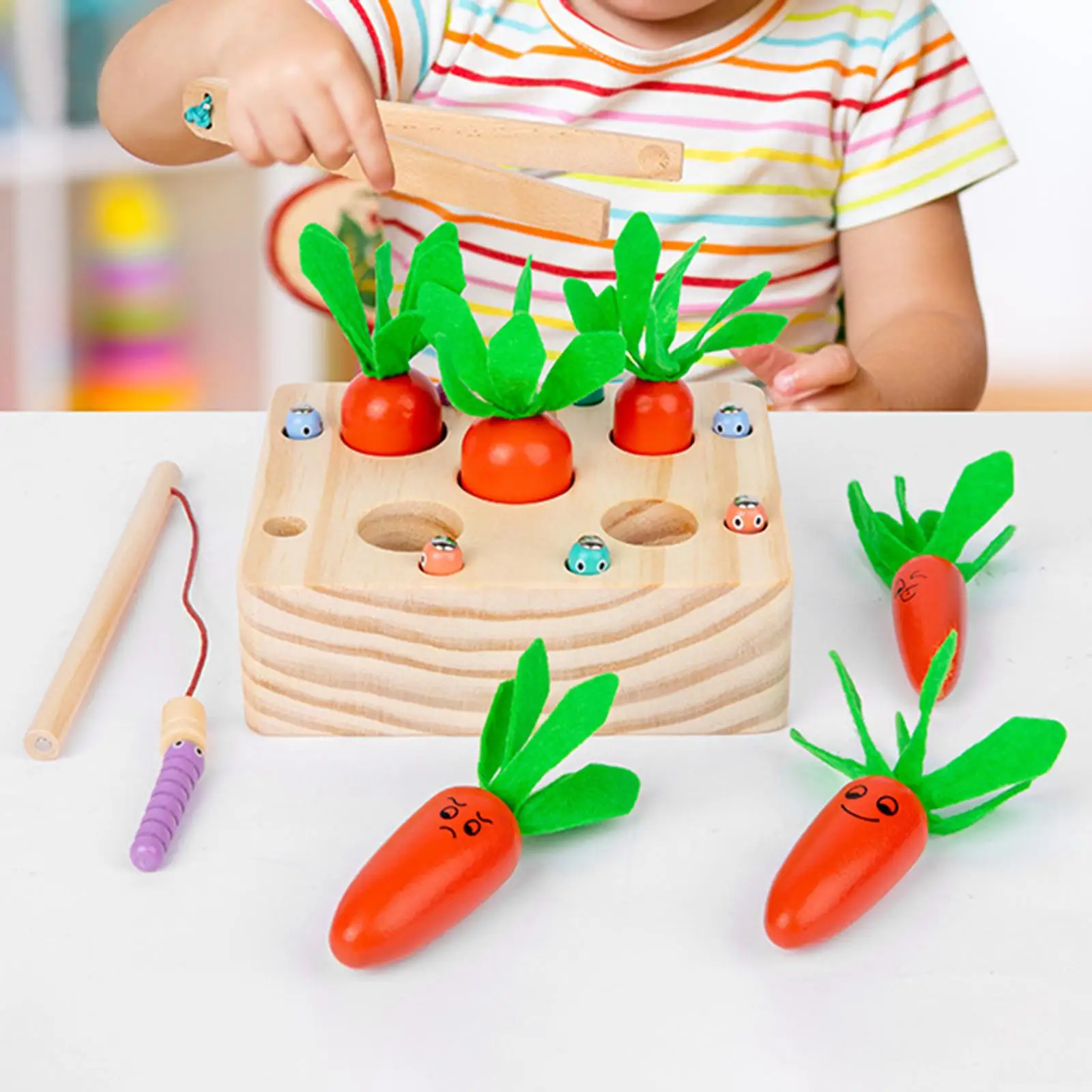 

Сортировщик для детей 1, 2, 3 года, Обучающие игрушки Монтессори, Детская форма, соответствующие стандартам, игры для сбора моркови, деревянная игрушка