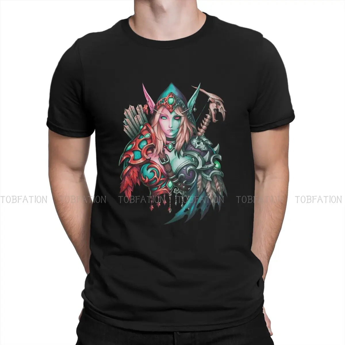

World of Warcraft Character 100% Cotton T Shirt Vintage Punk Men's Tee Shirt O-Neck Short Sleeve