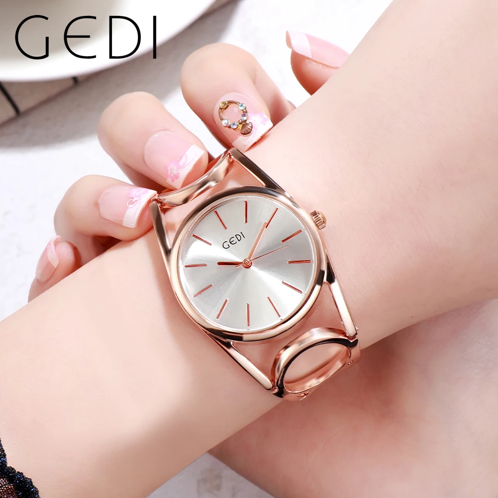 

GEDI Hollow Strap Women's Watches Luxury Brand 30m Waterproof Rose Gold Quartz Wristwatches, 2023 New In Ladies Bracelet Watches