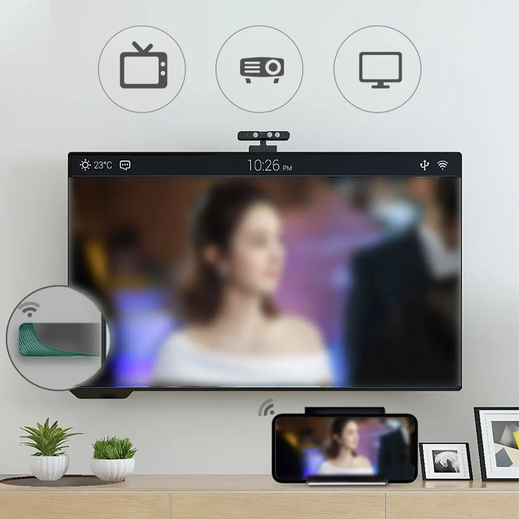 

1080P 2,4G смартфон с двухдиапазонным WiFi дисплеем, тройник для телевизора с низкой задержкой экрана, зеркальное отображение видео, адаптер пото...