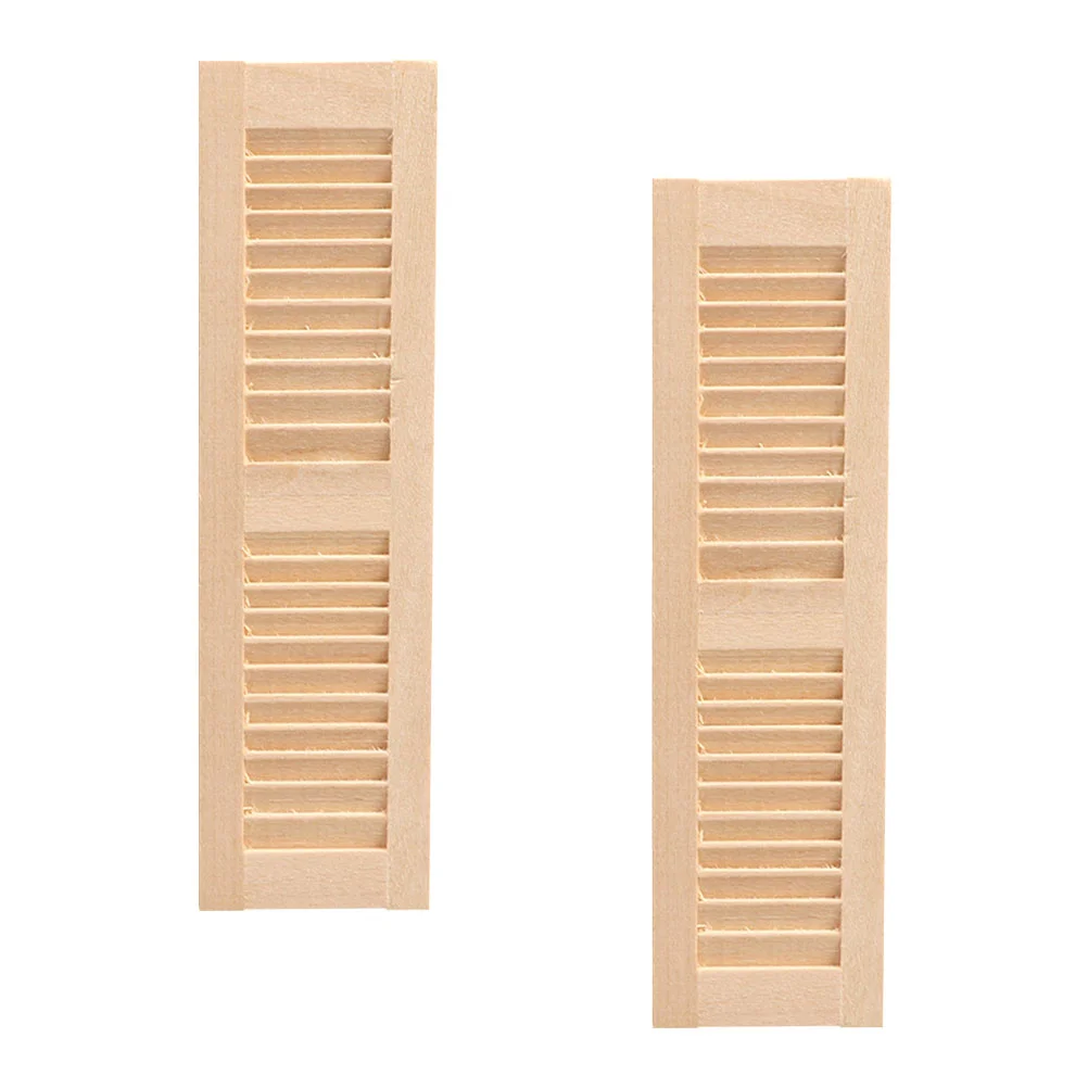 

2Pcs Wooden Shutters Mini Shutter Furniture Desktop Shutters Mini House Decors