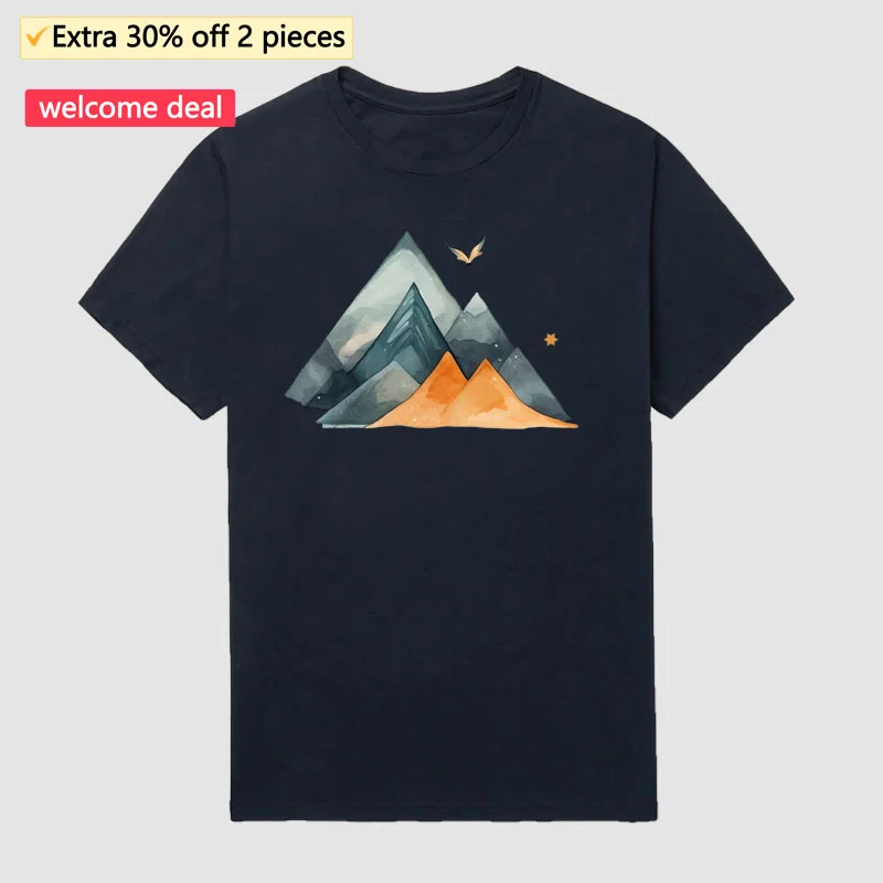 

Men's Outdoor Abstract Watercolor Landscape Short Sleeve T-Shirt Fashion
