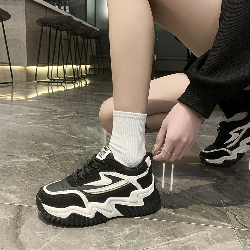 2022 New Women's Sneakers Autumn and Winter Thick-soled Heightening Daddy Shoes Comfortable Non-slip Outdoor Casual Sports Shoes