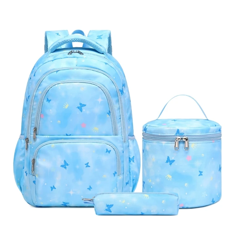 

3pcs Printed School Backpack Book Bags Set Laptop Daypack with Lunch Bag Pencil Travel Rucksack for Teen Girls