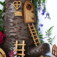 mini fairy gnome door for tree hand made wooden garden tree sculpture statues decor outdoor garden 3d fairy elf house door