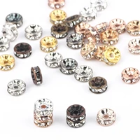 4 6 8 10mm gold multicolor rhinestone crystal loose spacer beads for diy jewelry making handmade bracelet necklace accessories
