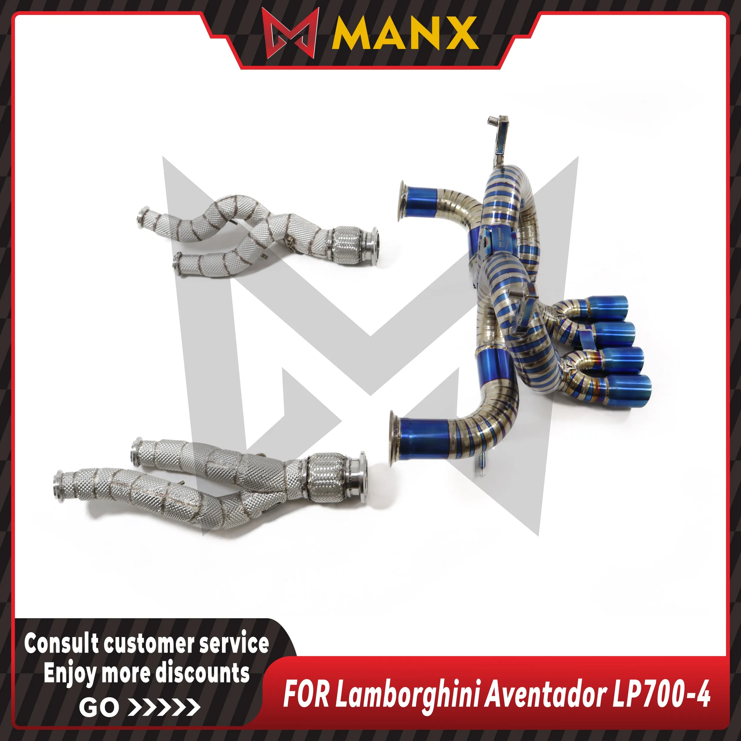 Подходит для Lamborghini Aventador LP700-4 6.5 V12 2016-2021 из сплава Ti Bluing Catback с водосточной трубой