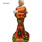 Африканские бусины Топ и 3D цветок юбки наборы для женщин Vestidos Длинные юбки Bazin Riche традиционная африканская женская одежда WY2467