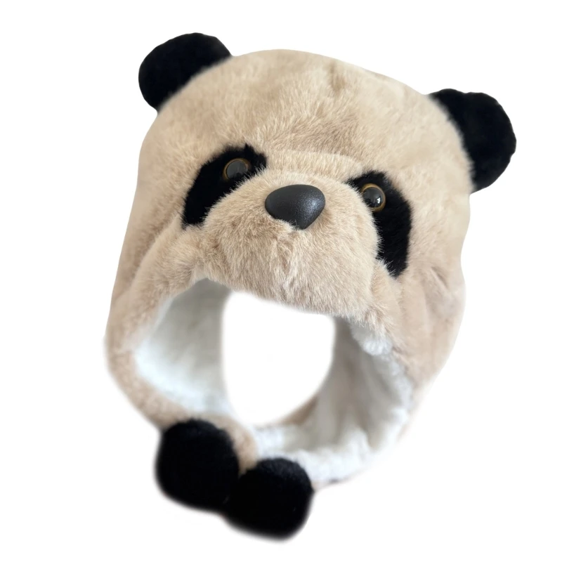 Мультяшная плюшевая шапка с пандой ветрозащитная теплая зимняя для альпинизма