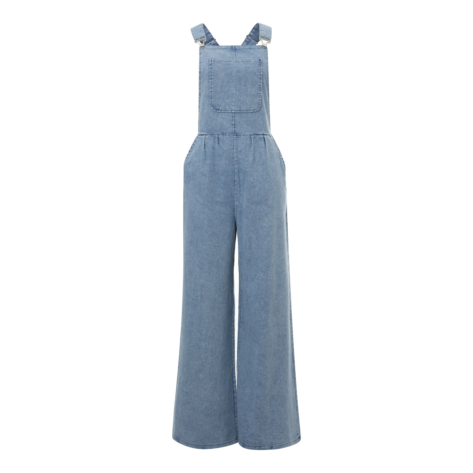 Summer New Women'S Suspender Loose Side Pocket Vintage Cargo Jeans With Adjustable Straps Sleeveless Denim Bib S-XXL images - 6