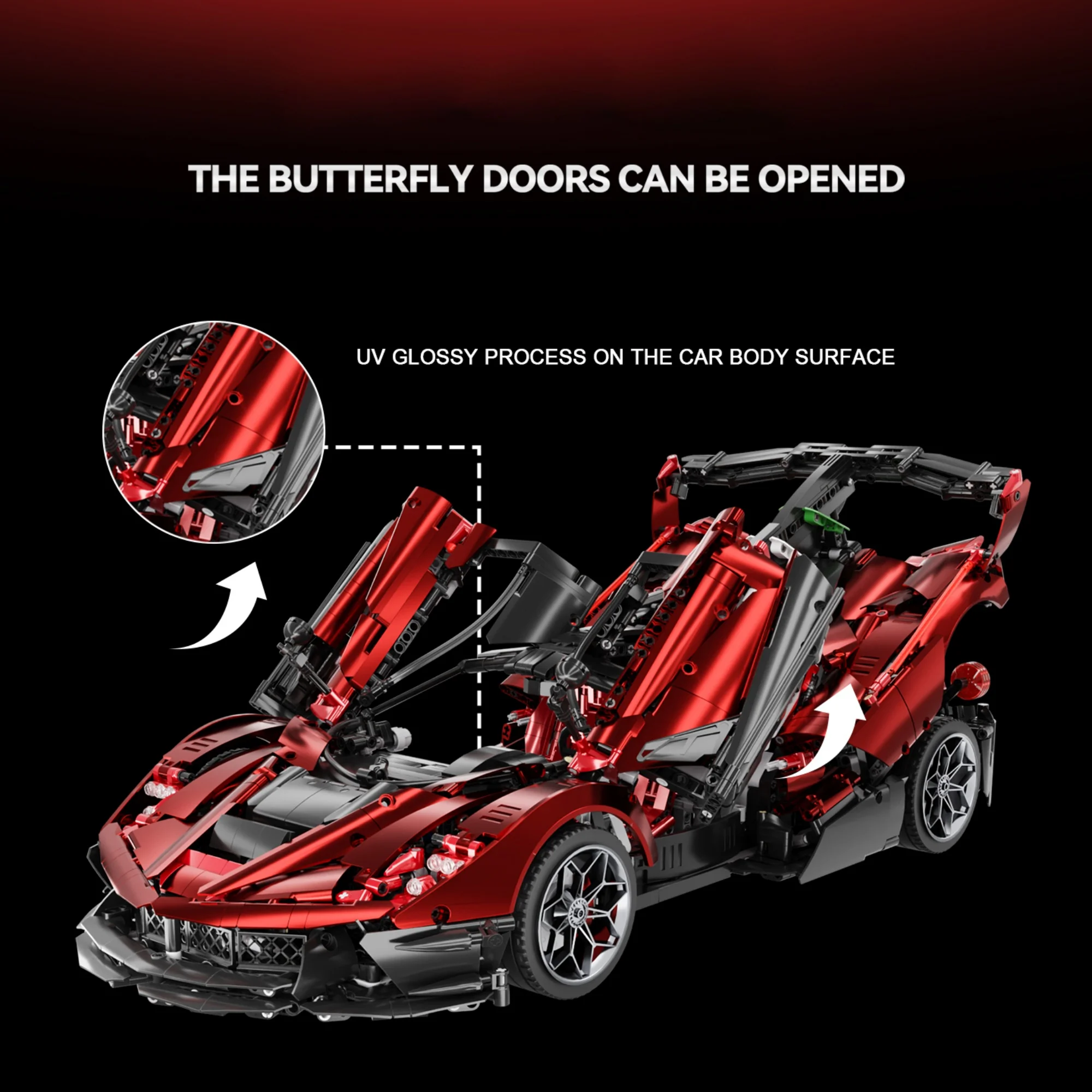 Фото 4058 деталей, масштаб 1:8, технический конструктор LaFer Supercar, классический красный спортивный гоночный автомобиль, модель из кирпичиков, идеи для сборки, игрушки для взрослых, подарки №2
