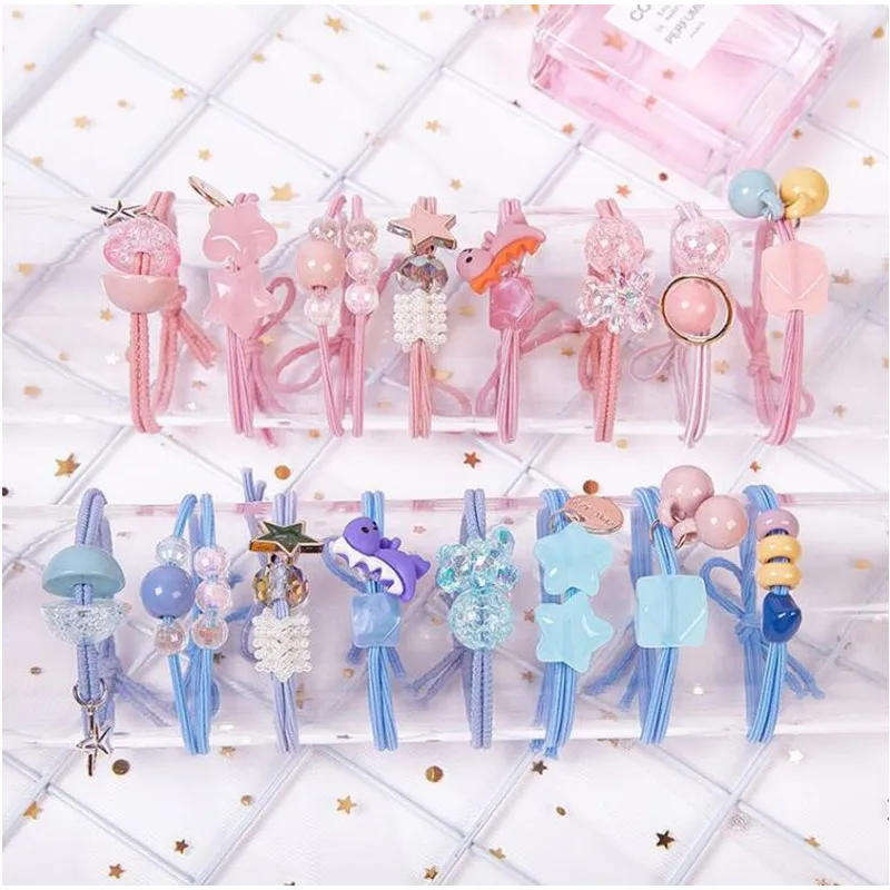 

8pcs/Bag Women Girls Knotted Elastic Hair Ties Bands Candy Pink Blue Hair Rope Assorted Ponytail Holders Hair Accessories