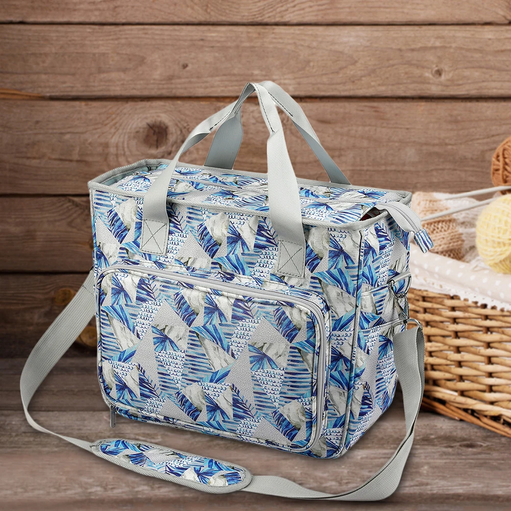 

Knitting Bag 600D Oxford Cloth Portable Knitting Needles Organizer Handbag Lightweight Wear-resistant for Sewing Crochet Hooks
