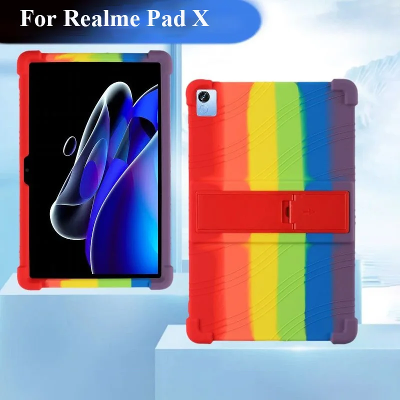 

For Realme Pad X 2022 Mini 8.7 Inch Tablet Silicone Protective Case Thickened Four-corners Anti-drop Holder Soft Cover