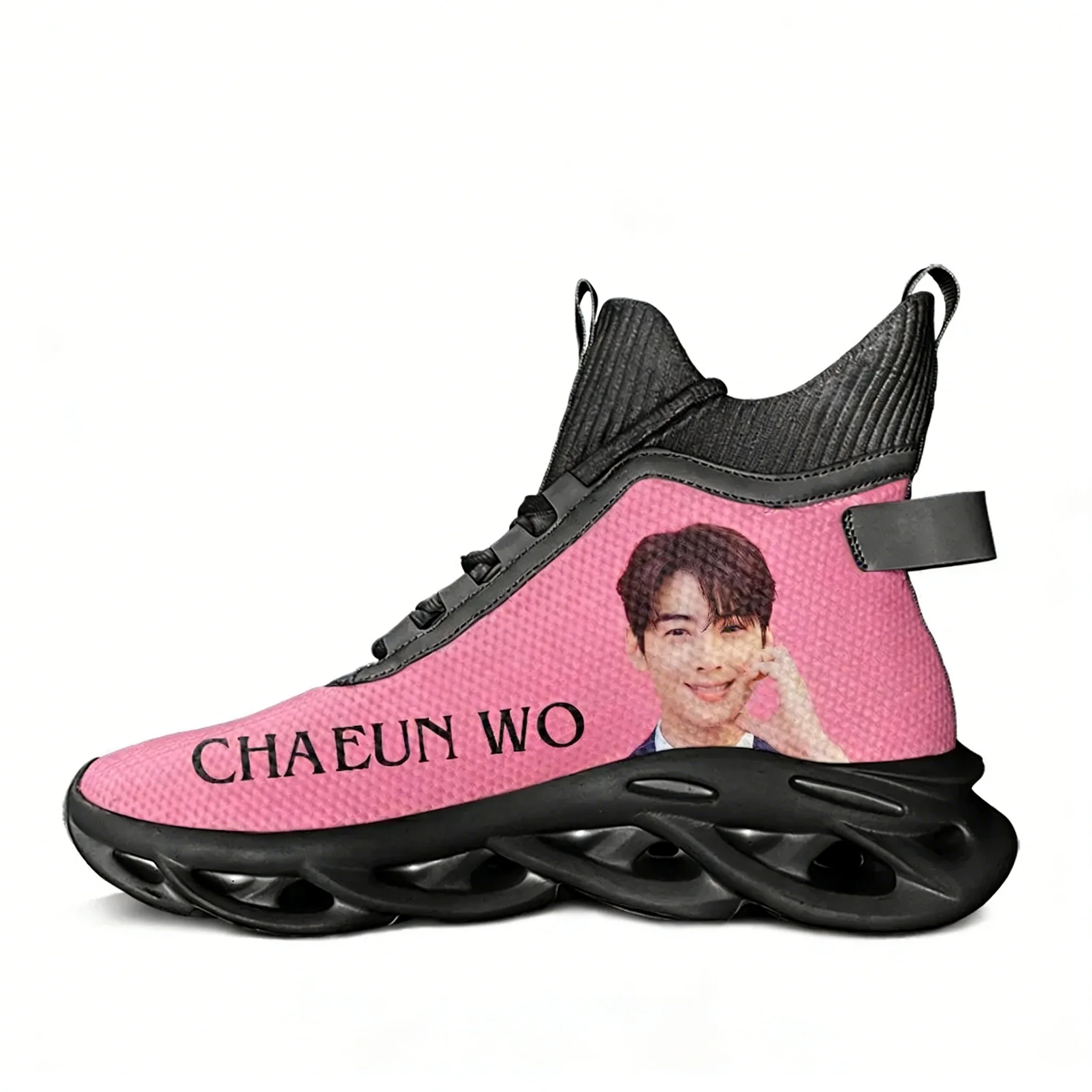 Фото Кроссовки KPOP Cha EunWoo High Top Flats для мужчин и женщин, спортивные, для походов, путешествий, бега, индивидуальный дизайн №2