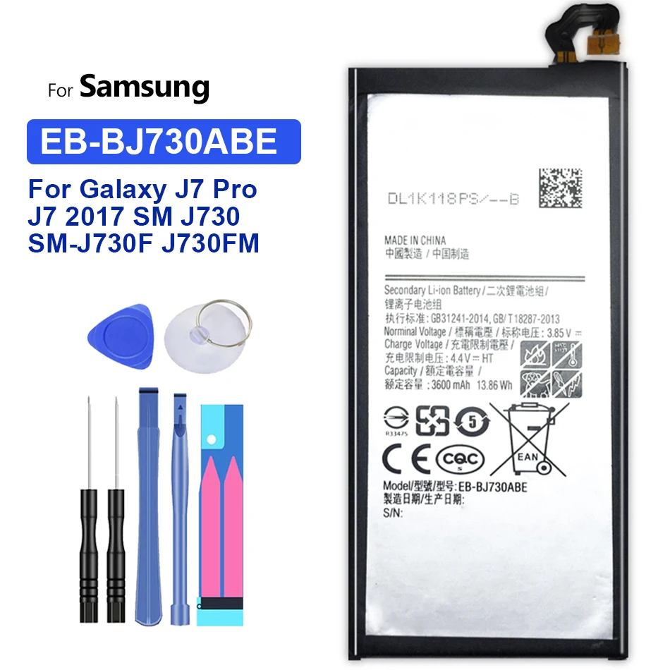 

EB-BJ730ABE Replacement Battery For Samsung Galaxy J7 Pro J7Pro 2017 SM-J730 SM-J730FM J730F/G J730DS J730GM J730K 3600mAh
