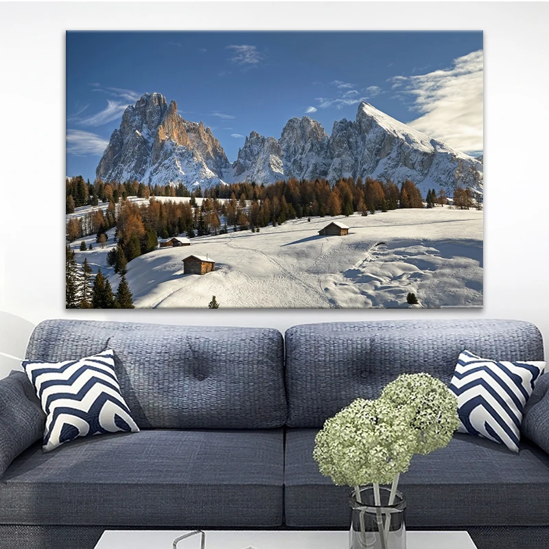 Красивый тканевый постер Seiser Alm Sky Snow Mountain Alps доломит снежный пейзаж Настенная