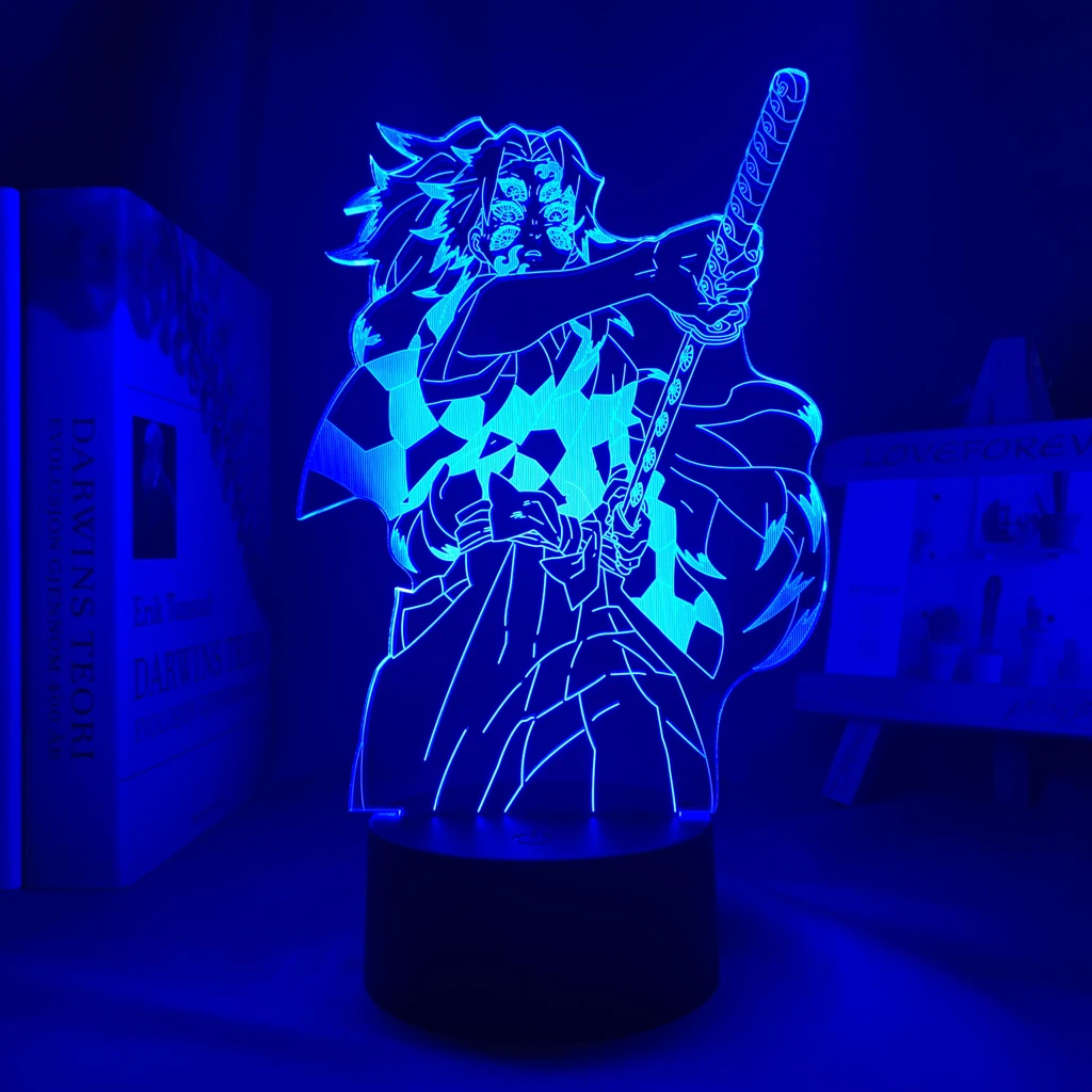 Аниме светодиодный светильник Kimetsu No Yaiba Kokushibo для спальни украшение