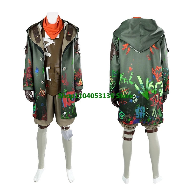 Ekko Game League of Legends Arcane Косплей Костюм Белый Парик Маска Мужской Обувь Пальто