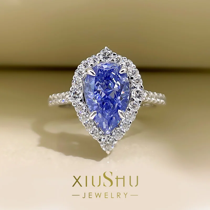 

Женское кольцо из искусственного танзанийского сапфира