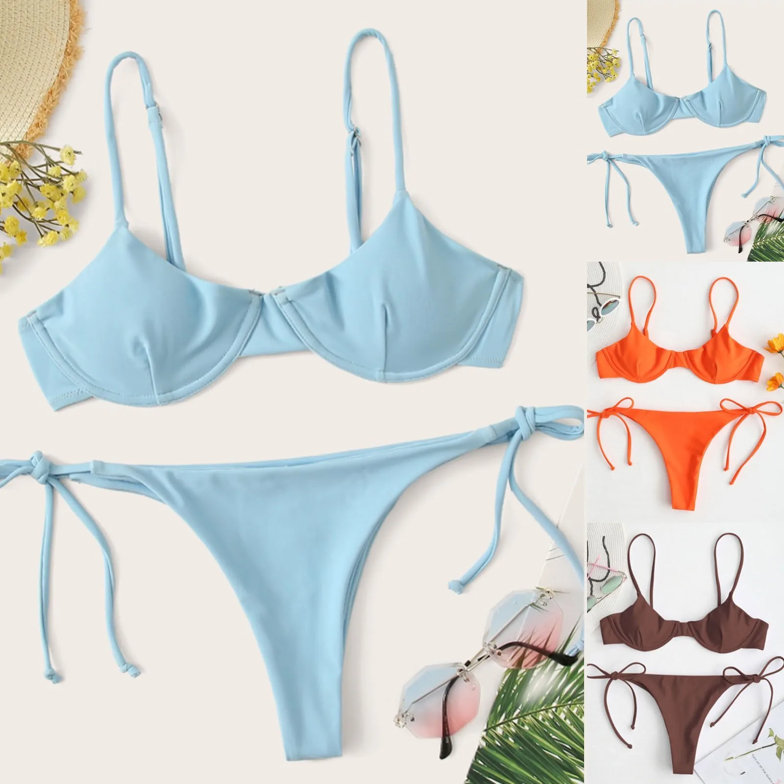 

Summer Beachwear Swimsuit Women Push Up Padded Swimwear Floral Print Bikini Set Swimwears Women Biquini Swimwear Beach Wear
