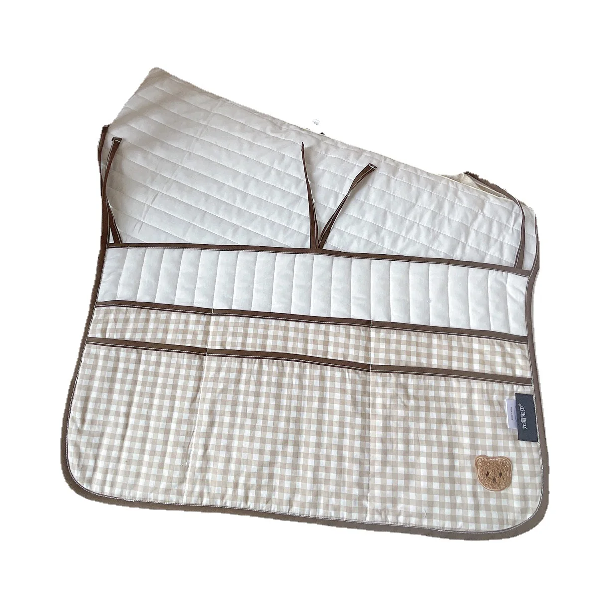 

Baby bed hanging bag storage bag Korean quilted cotton gauze newborn baby cart storage bag Neonatal supplies