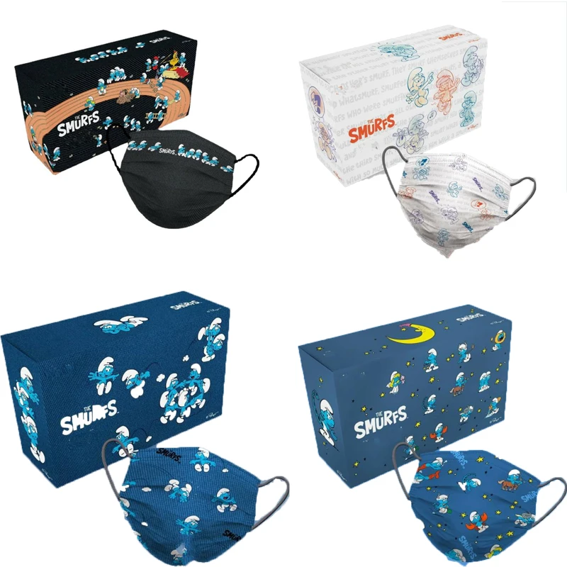 

Kawaii cute cartoon The Smurfs Series high quality adult protective mask cool fried street Must go out birthday present