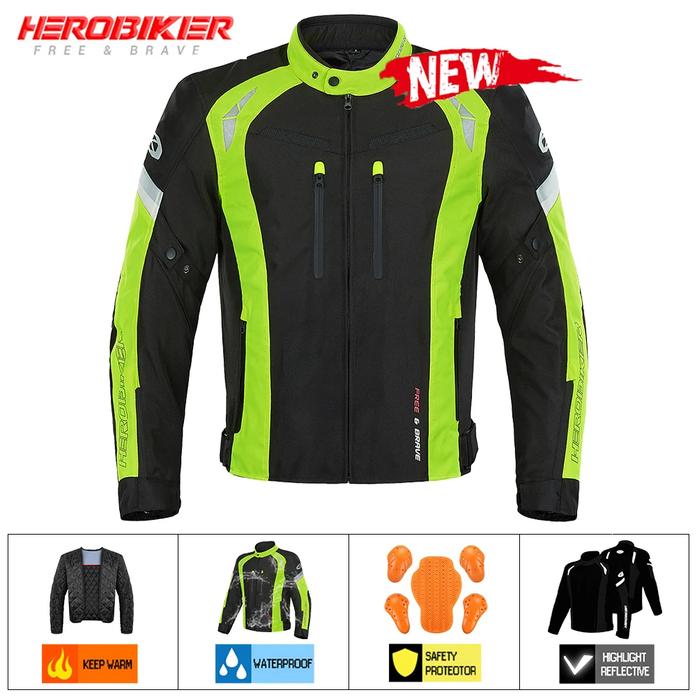 

Мотоциклетная куртка и брюки HEROBIKER, мужские водонепроницаемые износостойкие мотоциклетные костюмы, велосипедная куртка, светоотражающая л...