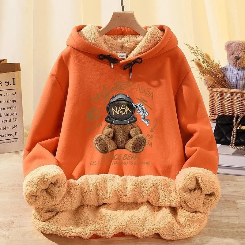 

Oversized Lamb Fleece Plus Velvet Sweatshirts Men and Women Harajuku Fleece Hoodie Hip Hop Stranger Things Hooded Hoody Couple