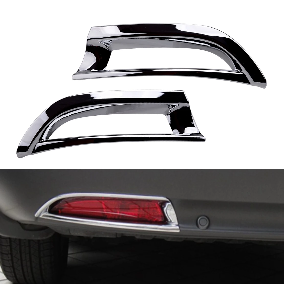 2 шт. хромированная накладка на заднюю противотуманную фару из АБС-пластика для