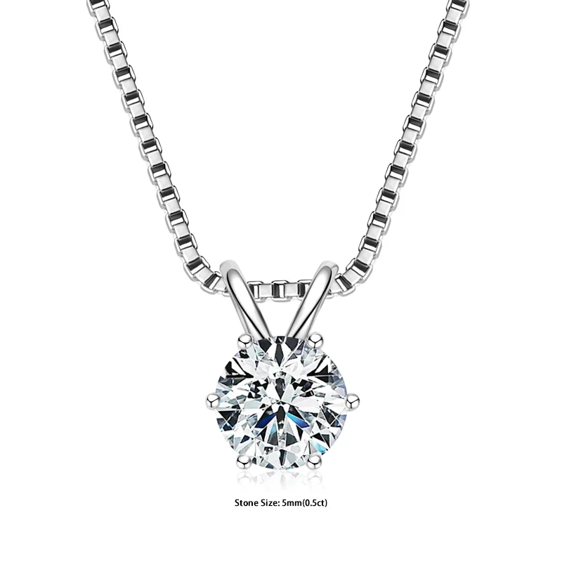 Фото RAPRGOLD GRA сертифицированные многоразмерные круглые ожерелья с подвеской из муассанита для женщин, стерлинговое серебро 925 пробы, цепочка-пасьянс, ювелирное изделие, подарок №3