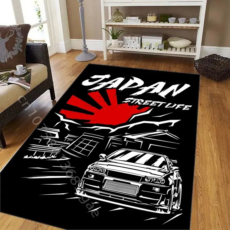 

Street Car Racing 80S Carpet Bedroom Decor Anti-Slip Living Room Mat Washable Home Balcony Corridor Bathroom Bedside Rug Gift