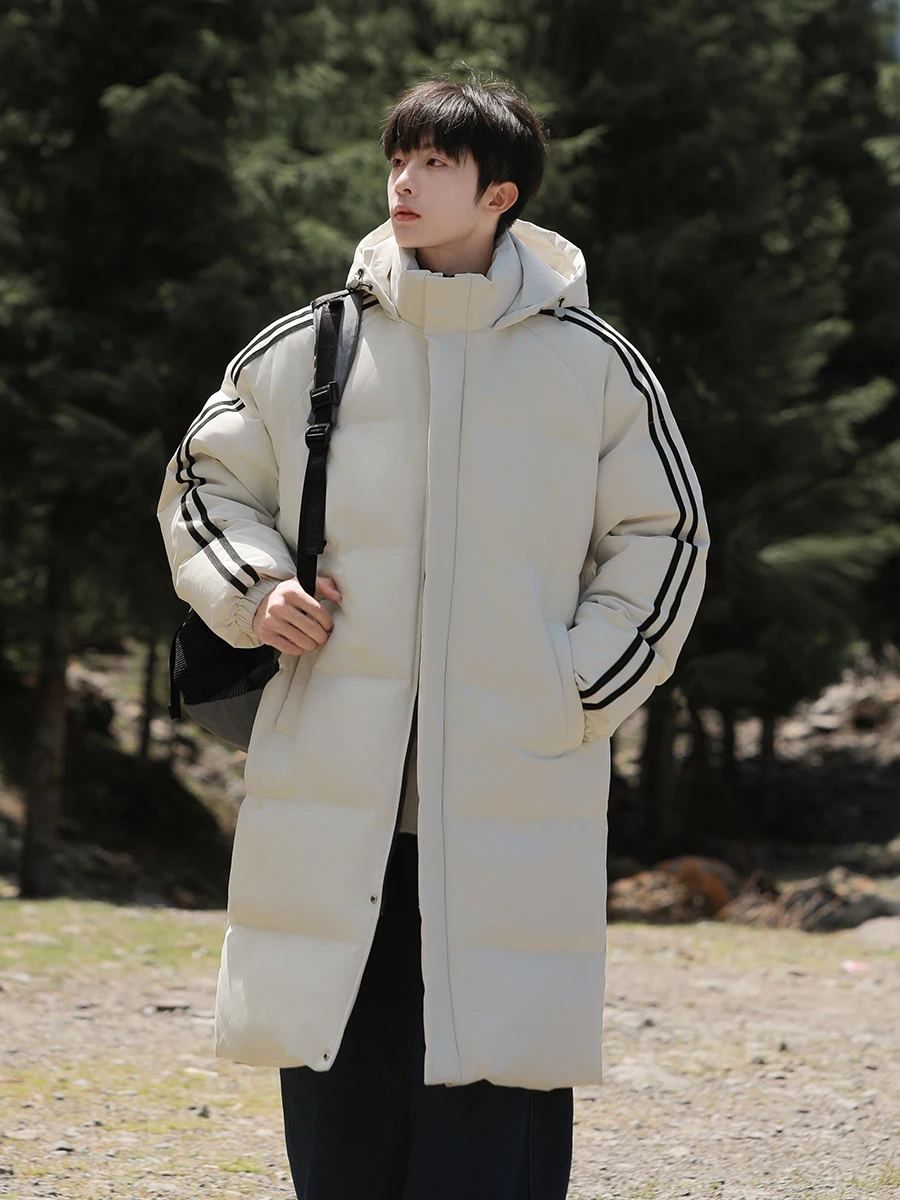 Down Jacket Cotton-padded Clothes Men's Outerwear Autumn and Winter 2024 New Fleece-lined Thickened Cotton Raccoon Warm Mid-L...